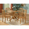East West Furniture 5 Piece Small Kitchen Table and Chairs Set-Round Table and 4 Dinette Chairs Chairs DLIN5-OAK-W